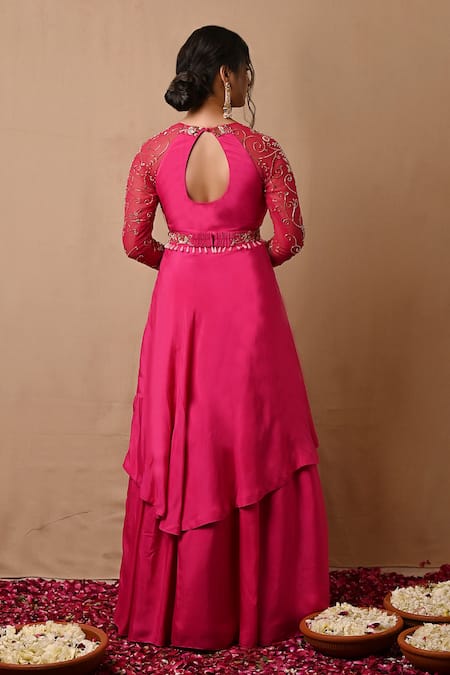 Label Nitisha Embroidered Yoke Layered Gown 