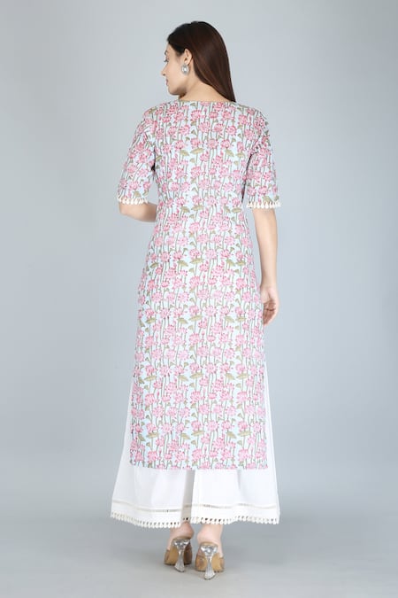 Kalakaari By Sagarika Cotton Lotus Print Kurta & Palazzo Set 