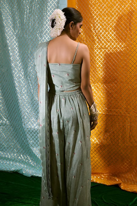 17:17 By Simmi Saboo Pant Saree With Embroidered Bustier 