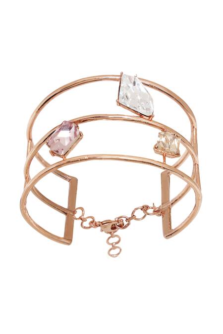 Esme by Aashna Dalmia Pink Embellished Swarovski Layered Bracelet 