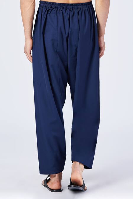 Shop S&N By Shantnu Nikhil Blue Cotton Draped Trouser at Aza Fashions Shop_S&N By Shantnu Nikhil_Blue Cotton Draped Trouser_at_Aza_Fashions