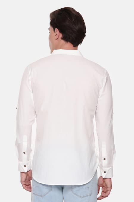 Shop Mayank Modi - Men White Cotton Malai Shirt at Aza Fashions Shop_Mayank Modi - Men_White Cotton Malai Shirt _at_Aza_Fashions