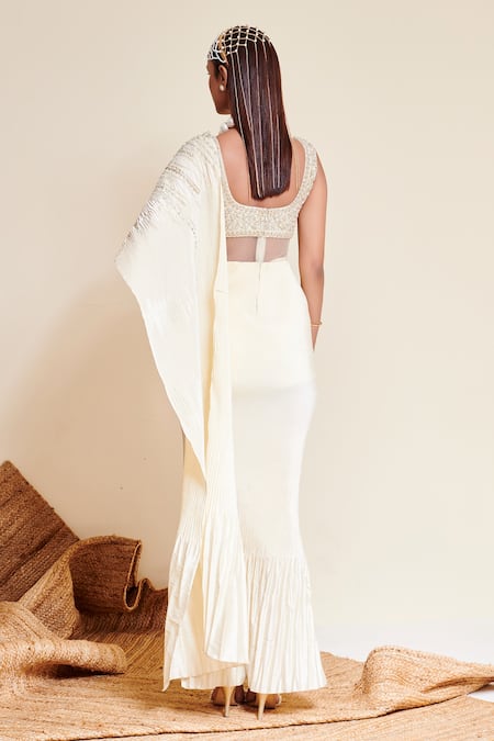 Reeti Arneja Meraki Beads Embroidered Pre-Stitched Saree Gown 