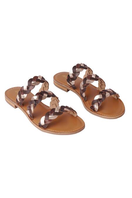 Shop Nine By Janine Brown Braided Details Ella Leather Strap Flats at Aza Fashions Shop_Nine By Janine_Brown Braided Details Ella Leather Strap Flats _at_Aza_Fashions