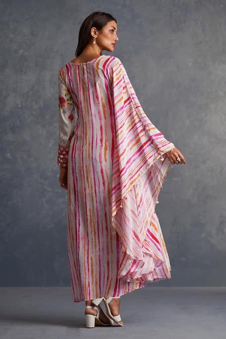 Affroz Striped Asymmetrical Dress 