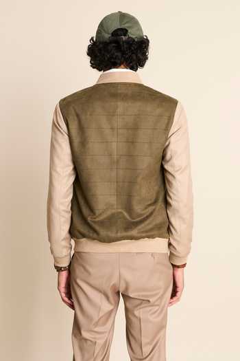 Gargee Designers Ribbed Neck Suede Bomber Jacket 