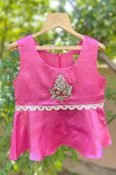 Tiny Pants Top With Jacquard Shell Pattern Sharara 