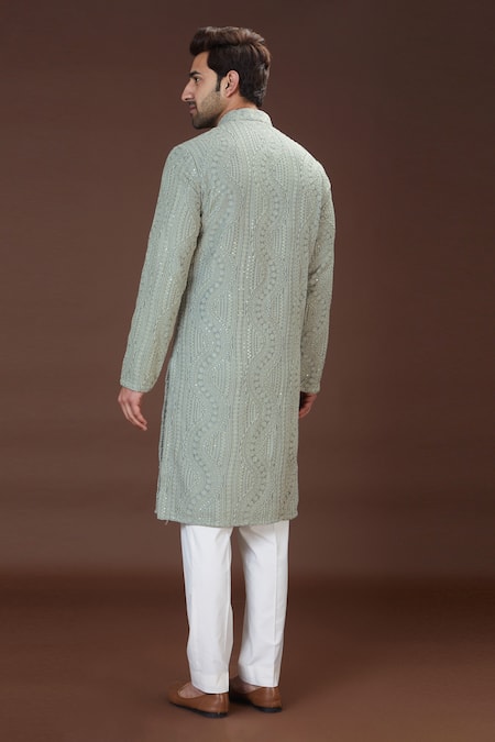 Kasbah Silk Chikankari Work Kurta Set 