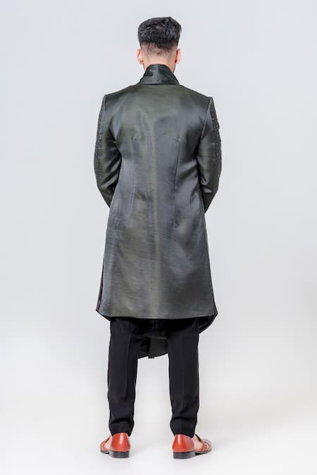 Shop_Amrit Dawani_Black Silk Beads Embellished Kurta With Trouser _at_Aza_Fashions