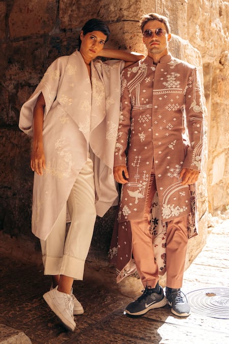 Sahil Kochhar Hrishan Flower Embroidered Sherwani & Trouser Set 