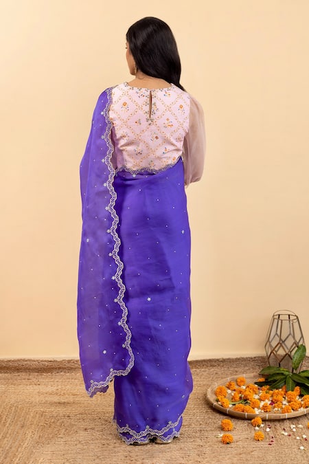 Pita Nila Soha Bead Placement Embroidered Saree With Blouse 