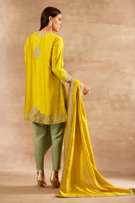 Jayanti Reddy Silk Embroidered Tunic Dhoti Pant Set 