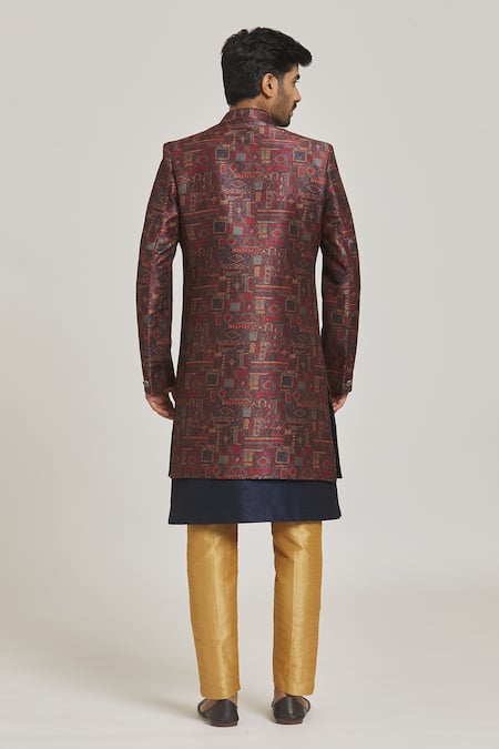 Arihant Rai Sinha Geometric Print Sherwani Set 