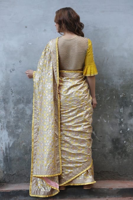 Shop I Am Design Beige Silk Ikat Print Saree at Aza Fashions Shop_I Am Design_Beige Silk Ikat Print Saree _at_Aza_Fashions