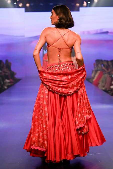 Punit Balana Surkh Laal Embroidered Blouse Skirt Set 