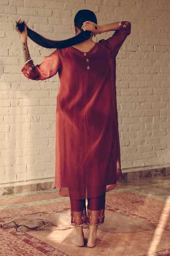Sarang Kaur Ruched Bodice Kaftan & Pant Set 