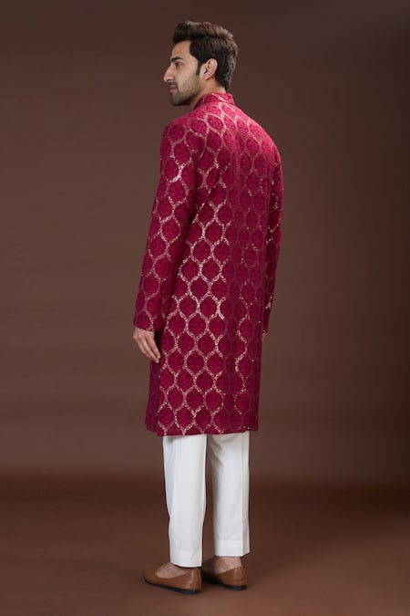 Shop Kasbah Fuchsia Georgette Sequins, Embroidery And Thread Work Kurta Set at Aza Fashions Shop_Kasbah_Fuchsia Georgette Sequins, Embroidery And Thread Work Kurta Set _at_Aza_Fashions