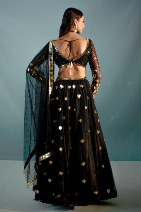 Aaryaa By Kashveen Kohli Crystal Pearl Embellished Lehenga Set 