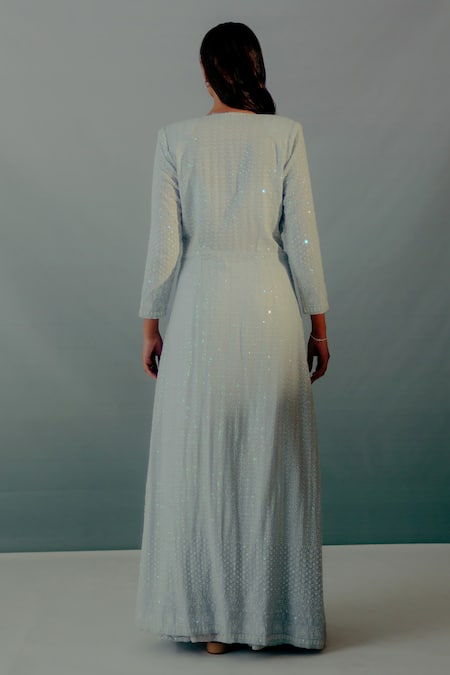 Aaryaa By Kashveen Kohli Lucknowi Embroidered Cape Sharara Set 