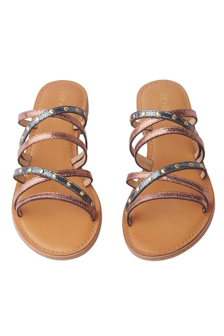 Shop Nine By Janine Blue Lucy Multi Strap Leather Flats at Aza Fashions Shop_Nine By Janine_Blue Lucy Multi Strap Leather Flats _at_Aza_Fashions