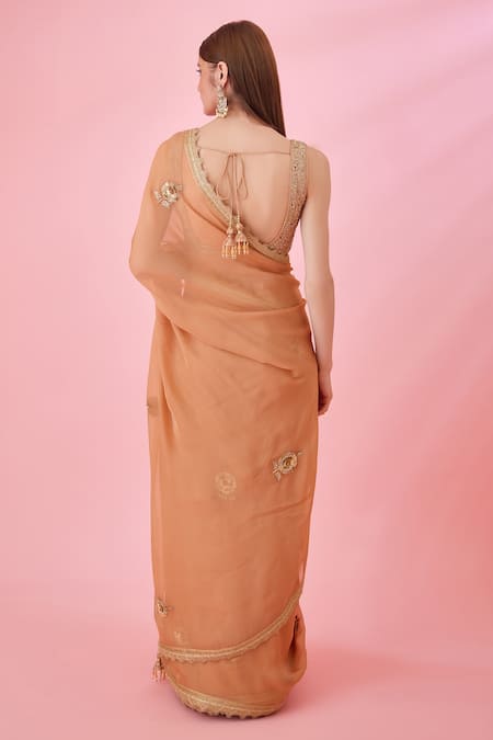 Shyam Narayan Prasad Border Embroidered Saree With Blouse 