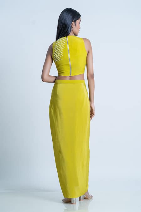 Nautanky Sequin Embellished Crop Top Drape Skirt Set