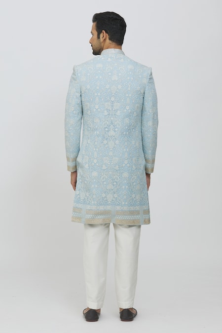 Priti Sahni Thread & Sequins Embroidered Sherwani Set 