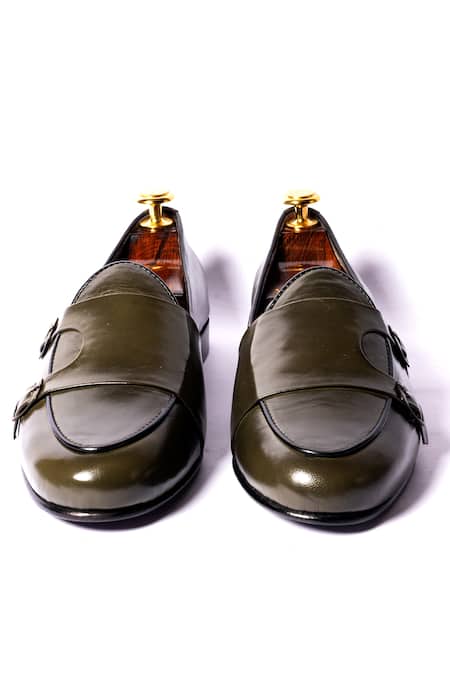 Shop_Artimen_Green Greme Monk Double Strap Loafers _at_Aza_Fashions