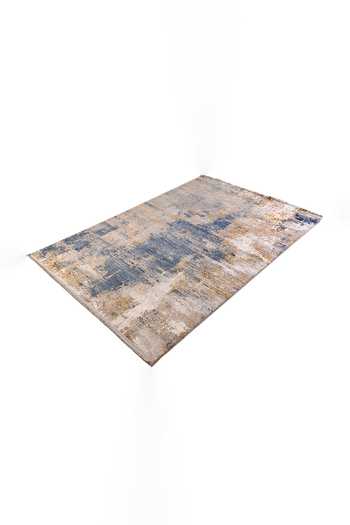Qaaleen_Blue Viscose Silk And Acrylic Woven Poolside Rug_Online_at_Aza_Fashions