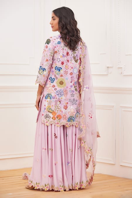 Rahul Mishra Heimat Embroidered Kurta Sharara Set 