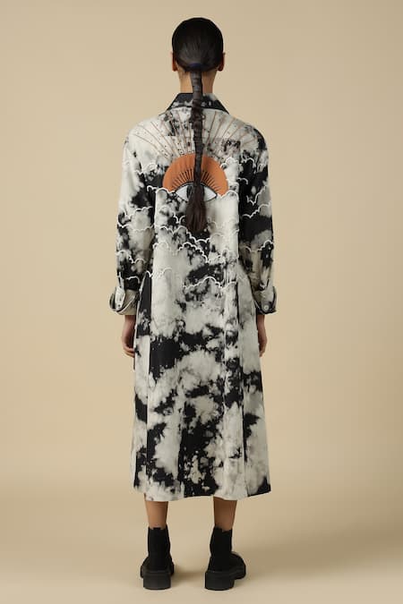 Shahin Mannan Clouds And Eye Front Pleat Dress 