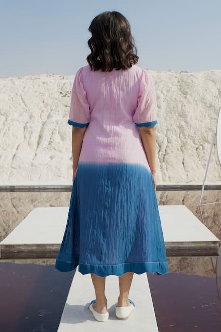 The Loom Art Ombre V Neck Dress 