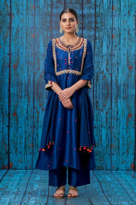 Label Niti Bothra Silk Colourful Coin Work Kurta And Palazzo Set 