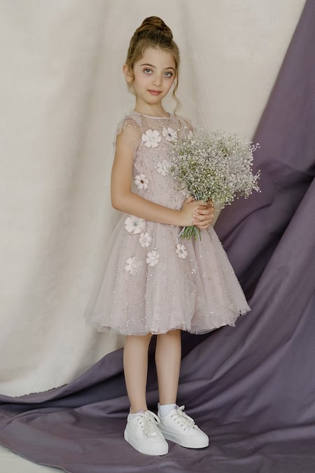 Swati Golyan Hand quilted 3D Flowers Dress 