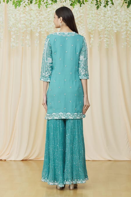 Samyukta Singhania Sequin Geometric Kurta Sharara Set