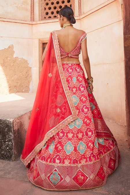 Aditi Gupta Meenakari Work Banarasi Chanderi Bridal Lehenga Set 