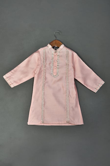 Maaikid Chanderi Gota Embellished Kurta & Pyjama Set 