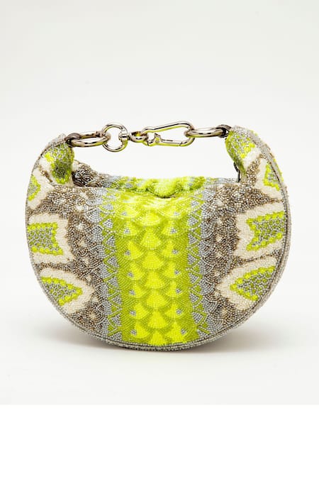 Shop Doux Amour Green Beads Cosmos Grab Ombre Bag at Aza Fashions Shop_Doux Amour_Green Beads Cosmos Grab Ombre Bag _at_Aza_Fashions