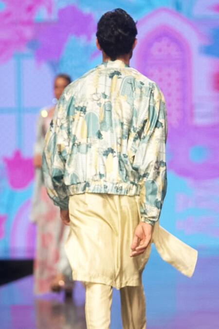 Krisha Sunny Ramani Printed Bomber Jacket With Kurta Set 