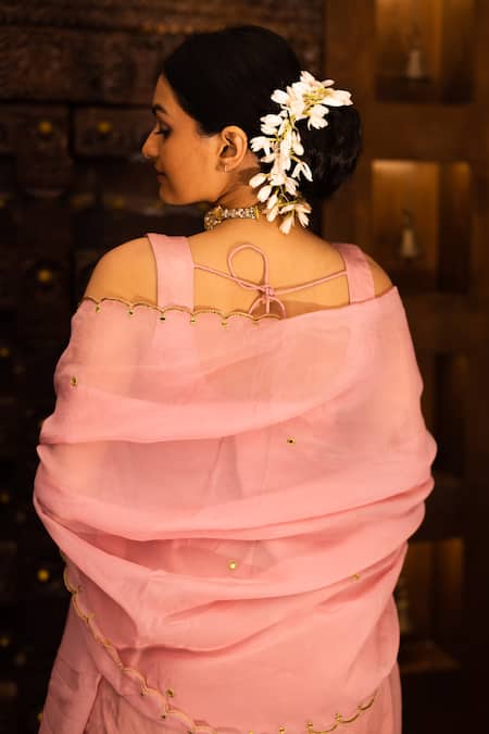 Shop Vana Ethnics Pink Organza, Georgette, Satin, Viscose Floral, Embellished Top Sharara Set at Aza Fashions Shop_Vana Ethnics_Pink Organza, Georgette, Satin, Viscose Floral, Embellished Top Sharara Set _at_Aza_Fashions