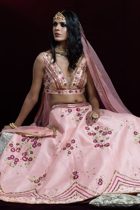 Kanj By Priyanka A Sakhuja Shahista Embroidered Lehenga Set 