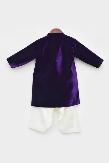 Fayon Kids Velvet Full Sleeve Achkan & Pant Set 