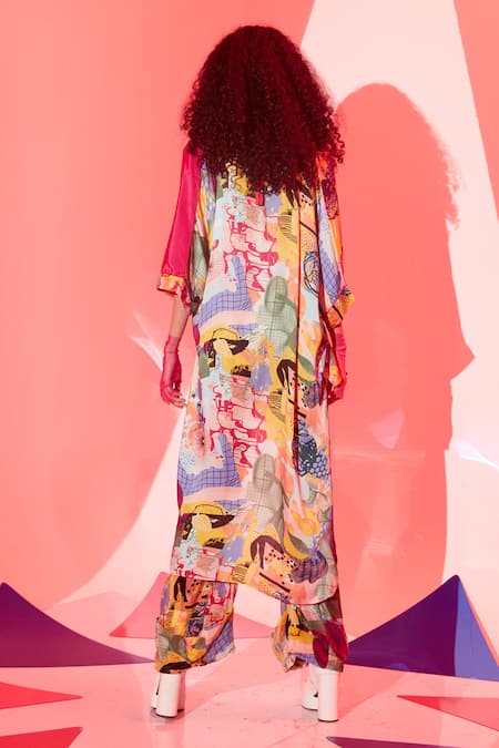 Shop Esha L Amin Multi Color Viscose, Crepe Collared Stella And Shirt at Aza Fashions Shop_Esha L Amin_Multi Color Viscose, Crepe Collared Stella And Shirt _at_Aza_Fashions