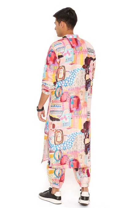 PS Men By Payal Singhal Printed Bomber Kurta & Jogger Pant Set 