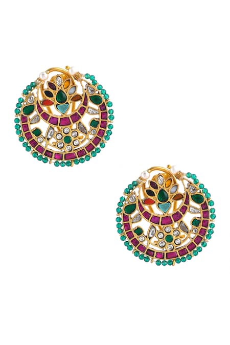 Ajooni Jewels Navratan Kundan Embellished Choker Set 