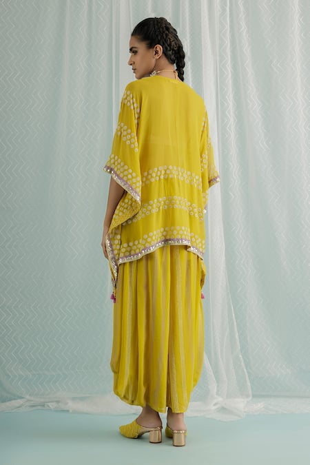 Surbhi Gupta Emi Polka Dot Print Kaftan Tunic & Dhoti Pant Set 