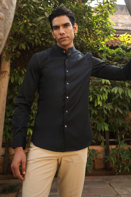 Shop_Raw & Rustic By Niti Bothra_White Cotton Embroidery Full Sleeve Handcrafted Shirt _at_Aza_Fashions