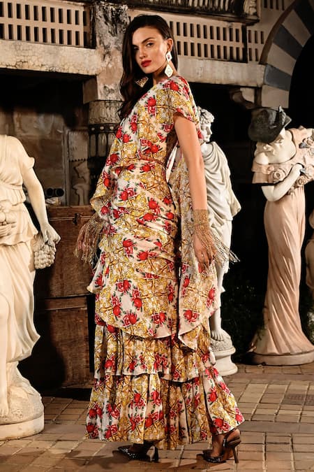 Sanam Lilou Pre-Draped Ruffle Saree & Blouse Set 