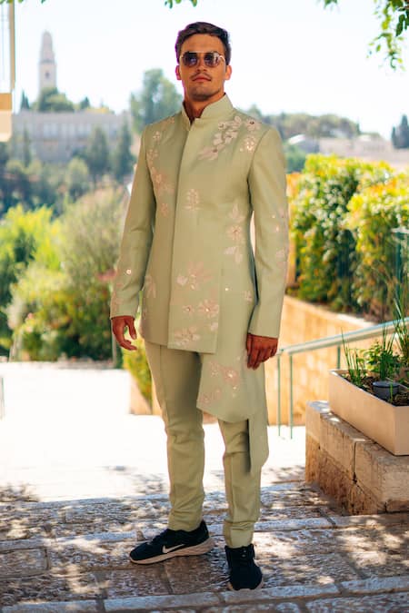 Sahil Kochhar Nishkarsh Flower & Crystal Embroidered Bandhgala Jacket 