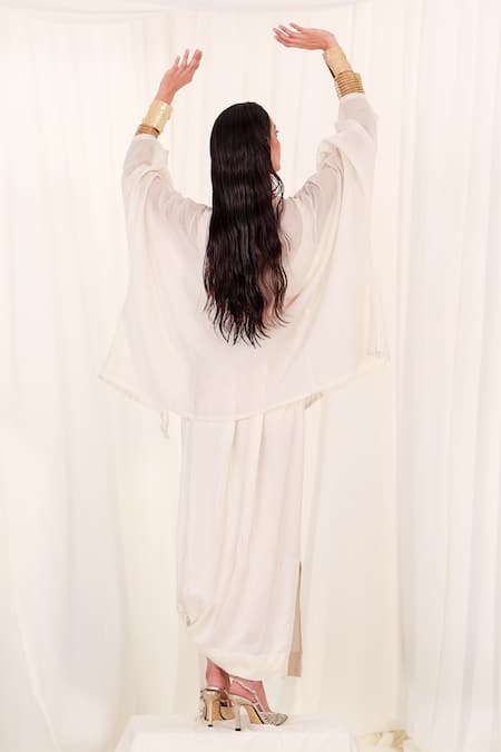 Shop AK-OK White Silk Beads, Embroidery Keyhole Neck, Mandarin Yoke Kurta Skirt Set at Aza Fashions Shop_AK-OK_White Silk Beads, Embroidery Keyhole Neck, Mandarin Yoke Kurta Skirt Set _at_Aza_Fashions